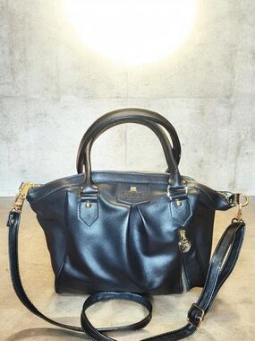 GUNAS New York Black Madison Vegan Leather Shoulder Crossbody Bag Satchel